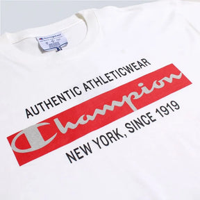 Camiseta Champion Lev Mc Script Box Ny Off White